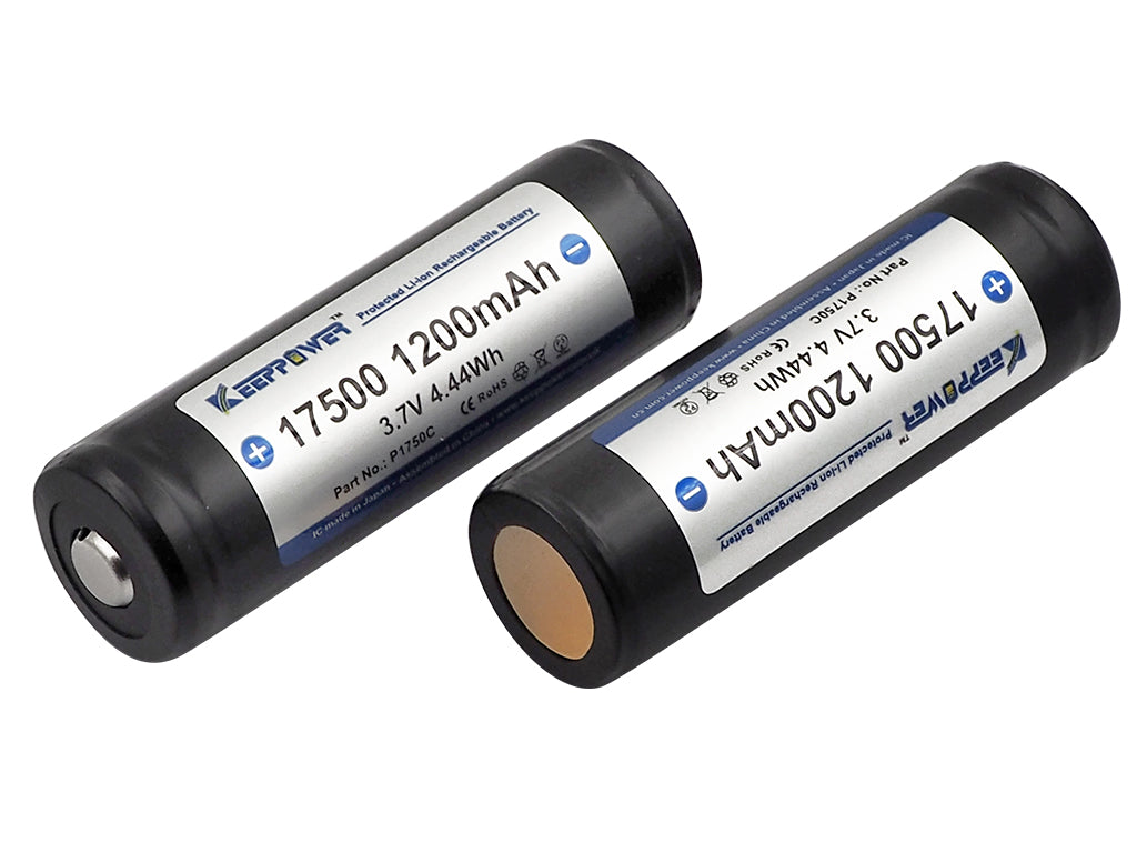 Keeppower Protected 17500 Rechargeable Li-ion Battery 1200mAh 3.7V P17 ...