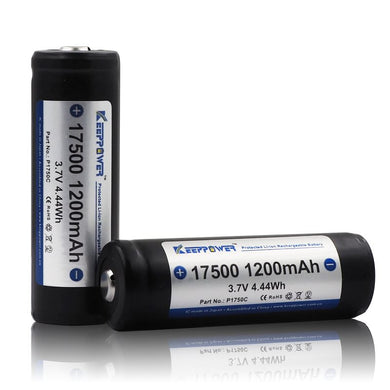 Keeppower Protected 17500 Rechargeable Li-ion Battery 1200mAh P1750C (2 Pieces)
