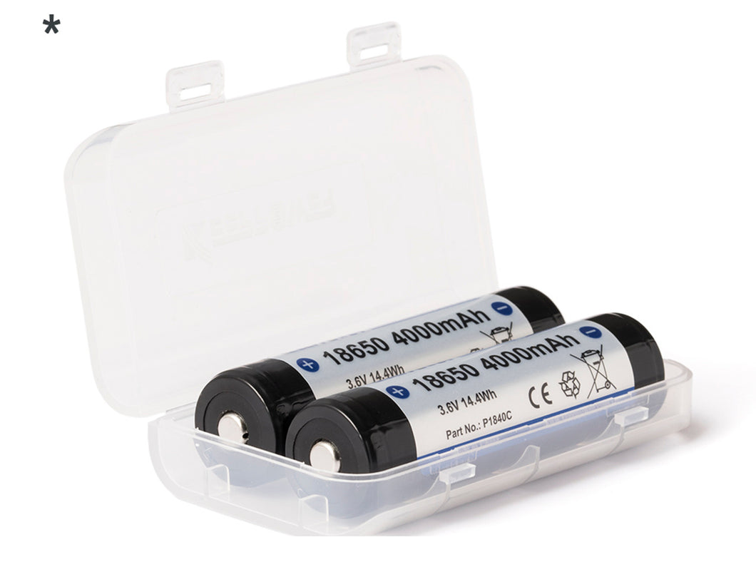 KeepPower Protected 18650 Rechargeable Li-ion Battery 4000mAh P1840C (2 Pieces) ***Extended Runtime***