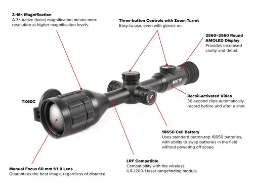 InfiRay Outdoor Bolt 1024 TX60C 3x 60mm Thermal Rifle Scope