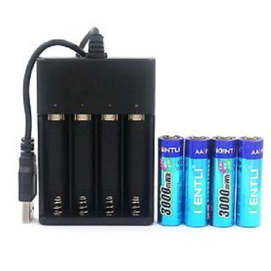 4 Pack of KENTLI PH5 AA 3000mWh with CHU-4 USB Charger