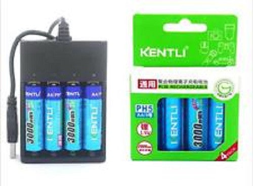 8 Pack of KENTLI PH5 AA 3000mWh with CHU-4 USB Charger